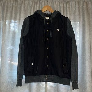 EUC RVCA Women’s Snap Front Hoodie / Quilted Vest Lightweight Combo Jacket